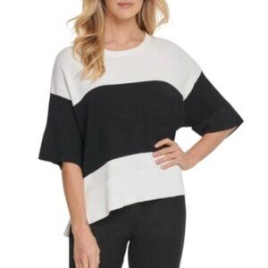 NWOT DKNY Womens Sweater Ribbed Knit Colorblock XS